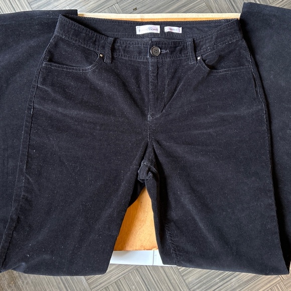 Black Corduroy Pants with Embellished Pockets - Picture 1 of 5